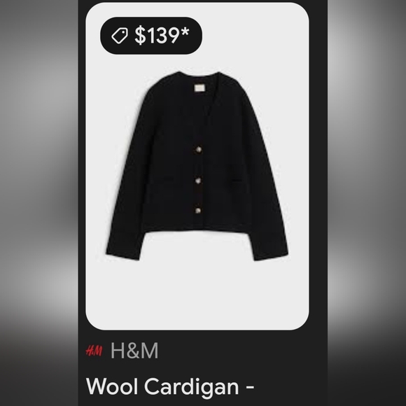 H&M Premium Knit Wool Women's Cardigan Black Large Warm Classic Core - Picture 7 of 7